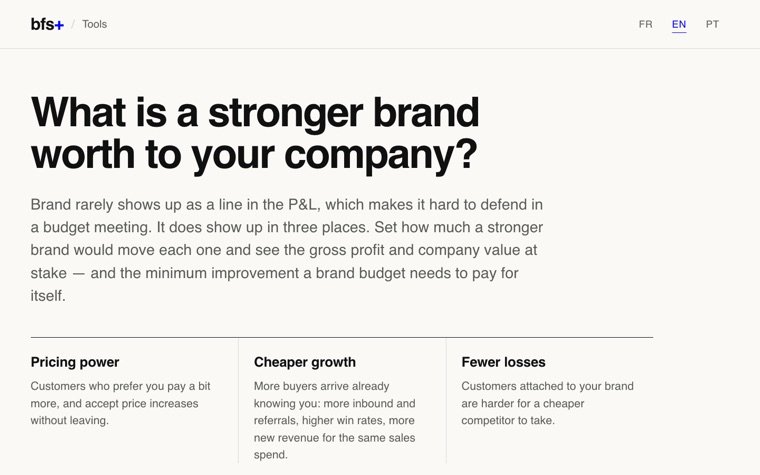 The Brand Equity Synthesizer start screen