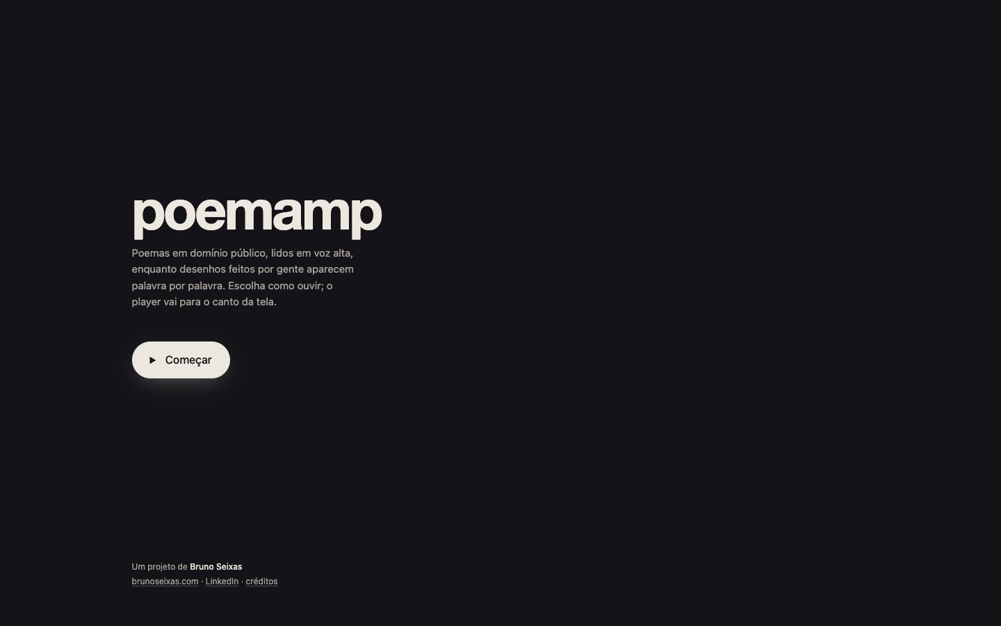 The poemamp start screen